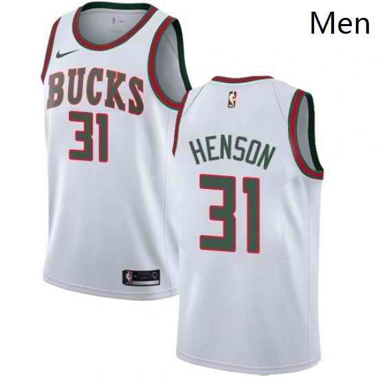 Mens Nike Milwaukee Bucks 31 John Henson Authentic White Fashion Hardwood Classics NBA Jersey